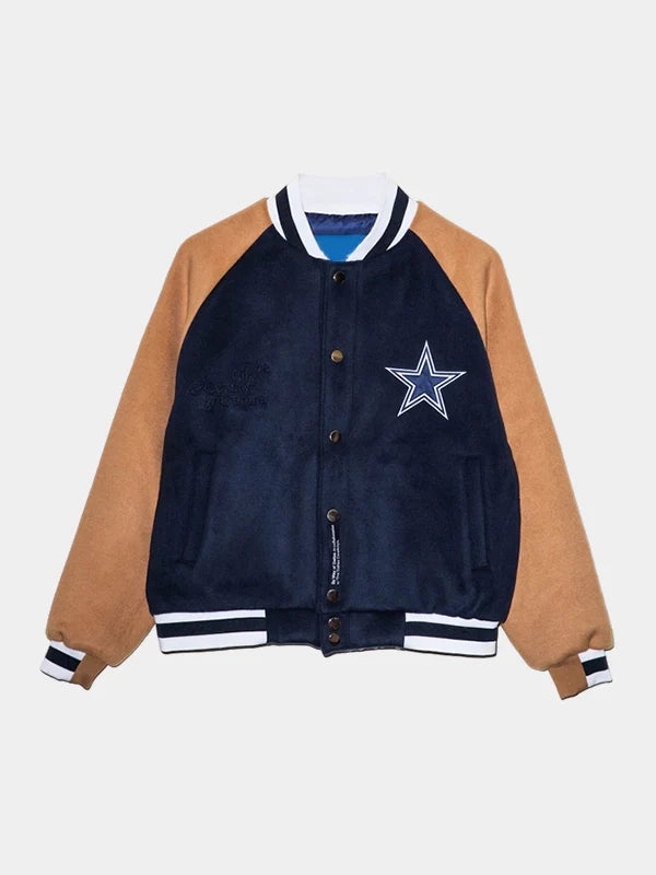 By Way of Dallas Navy Dallas Cowboys Letterman Full-Snap Jacket