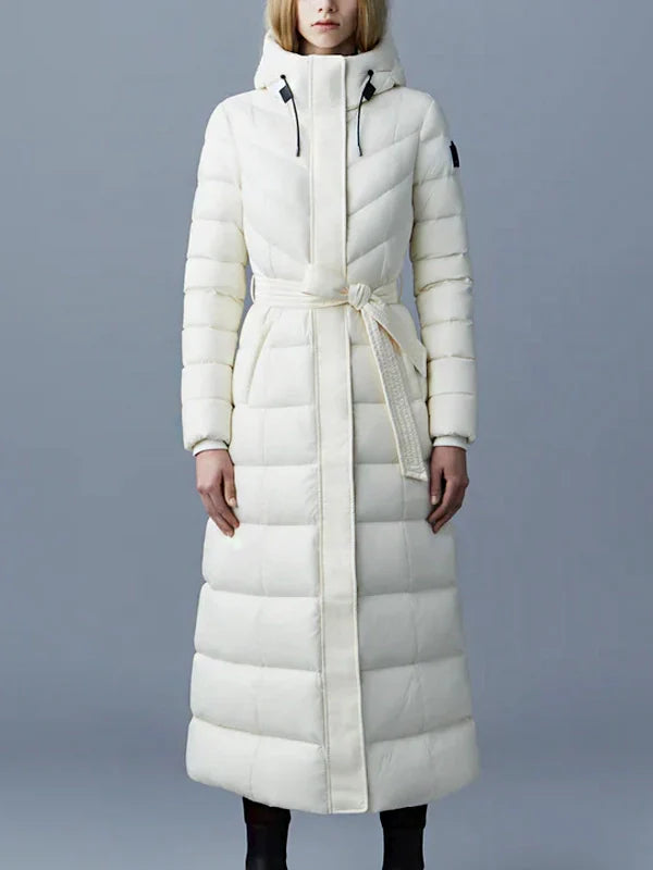 CALINA Lustrous Down Maxi Mackage Coat White