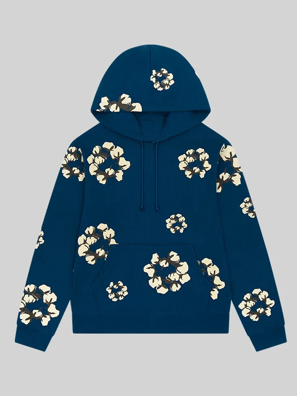 Cactus Tears Wreath Hoodie Blue