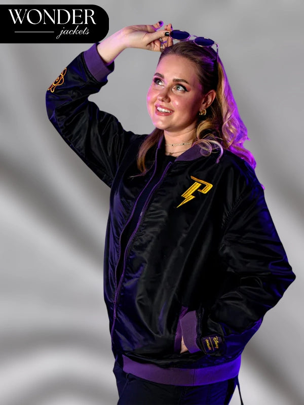 Cakeworthy Powerline Black Bomber Jacket