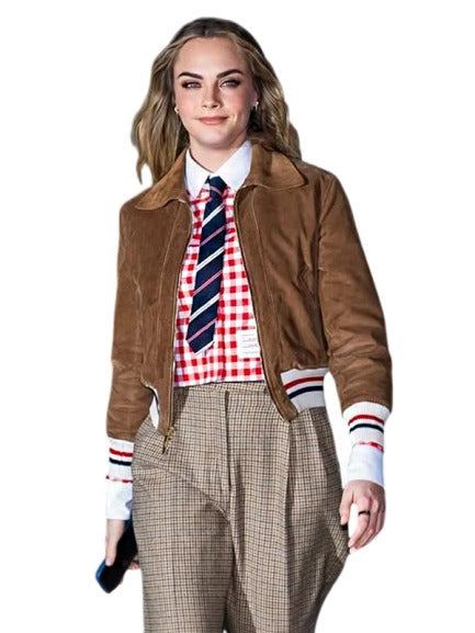 Cara Delevingne Thom Browne show Brown Corduroy Jacket