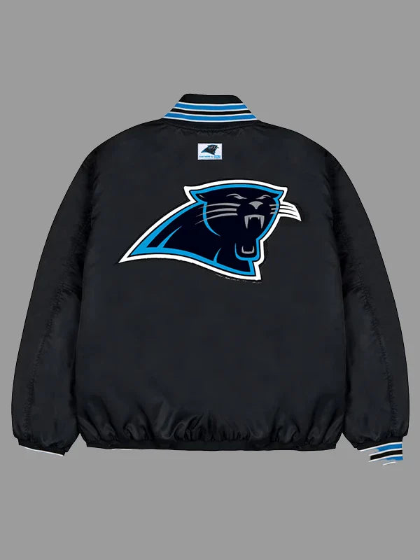 Carolina Panthers GOLF WANG Black Satin Bomber Jacket