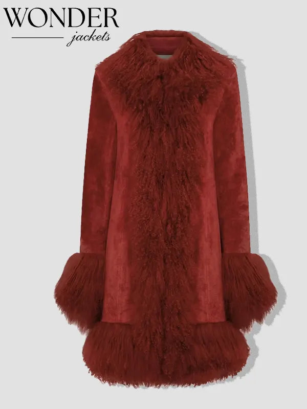 Charlotte Simone Lulu Faux Fur Coat Red