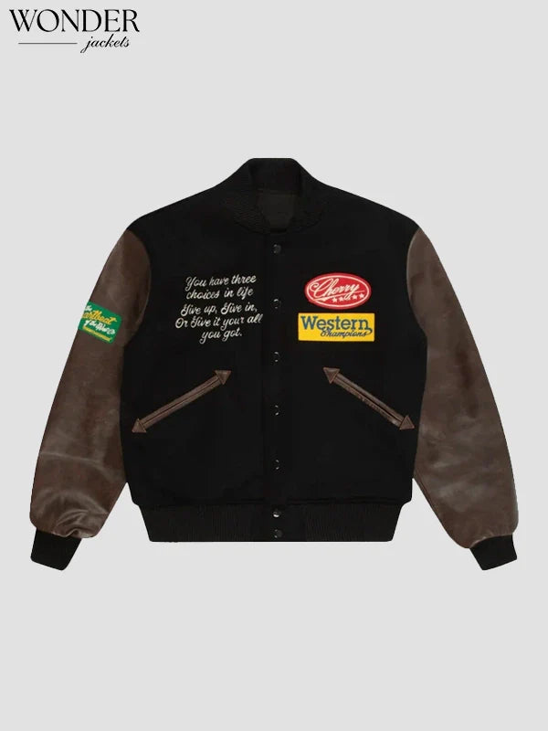 Cherry Rodeo Champ Varsity Jacket Black