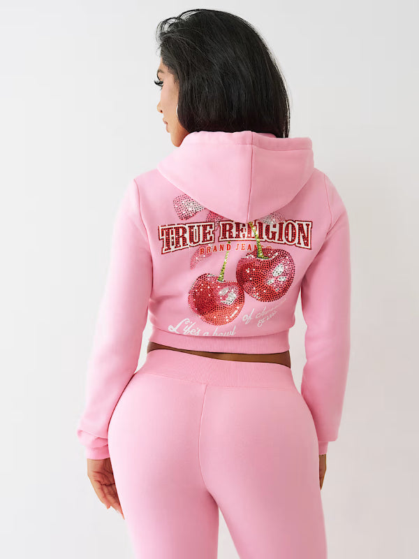 Cherry Shrunken Zip Hoodie True Religion