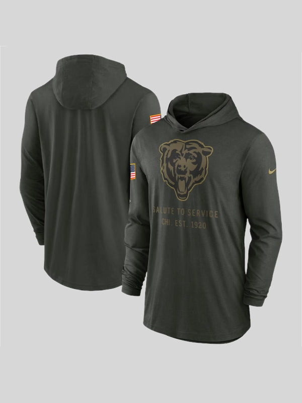 Chicago Bears 2025 Salute to Service Hooded Long Sleeve T-shirt
