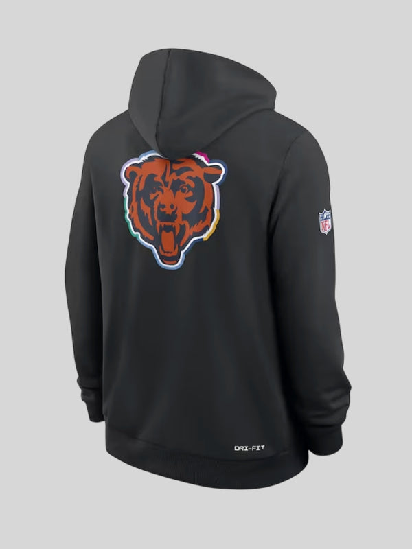 Chicago Bears Nike Black 2025 NFL Crucial Catch Sideline Standard Issue Dri FIT Hoodie