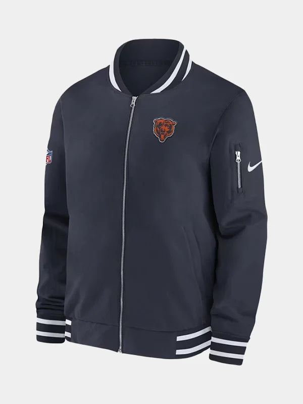 Chicago Bears Sideline Coach Blue Bomber Jacket