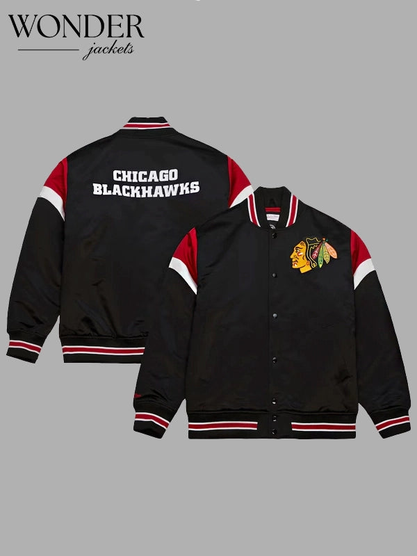 Chicago Blackhawks Black Varsity Jacket