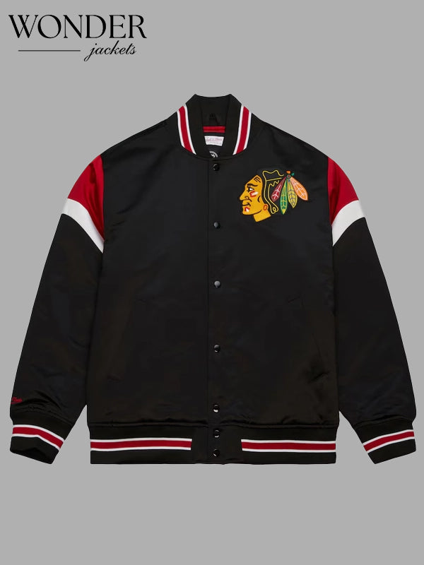 Chicago Blackhawks NHL Heavyweight Satin Jacket By Mitchell & Ness – Men's