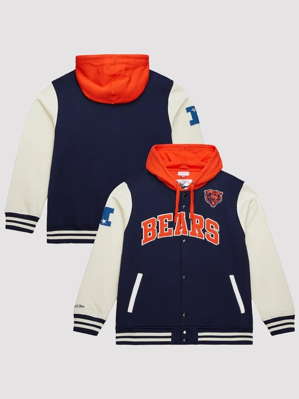 Chicago Bears Mitchell & Ness Courtside Hooded Varsity Jacket