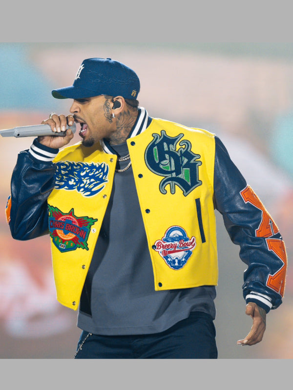 Chris Brown Breezy Bowl Jacket Yellow Blue