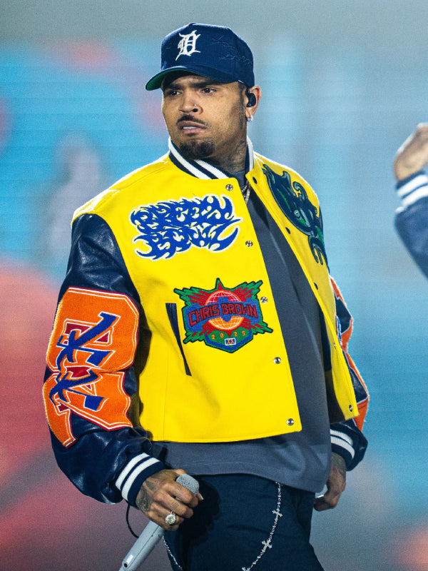 Chris Brown Breezy Bowl Varsity Jacket Yellow Blue