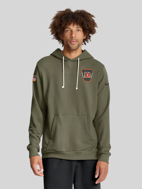 Cincinnati Bengals Nike 2025 Salute to Service Sideline Standard Issue Dri FIT Hoodie Olive