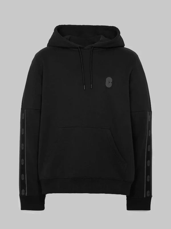 Coach Signature Tape Hoodie Black