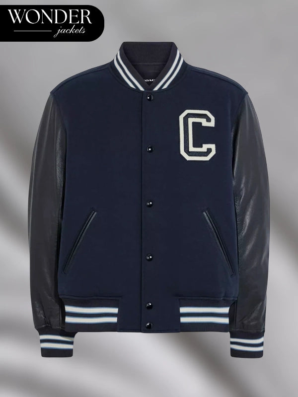 Coach Varsity Jacket With Leather Sleeves