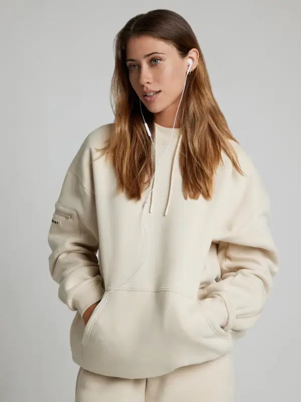 Comfort Airplane Mode Travel Hoodie Beige