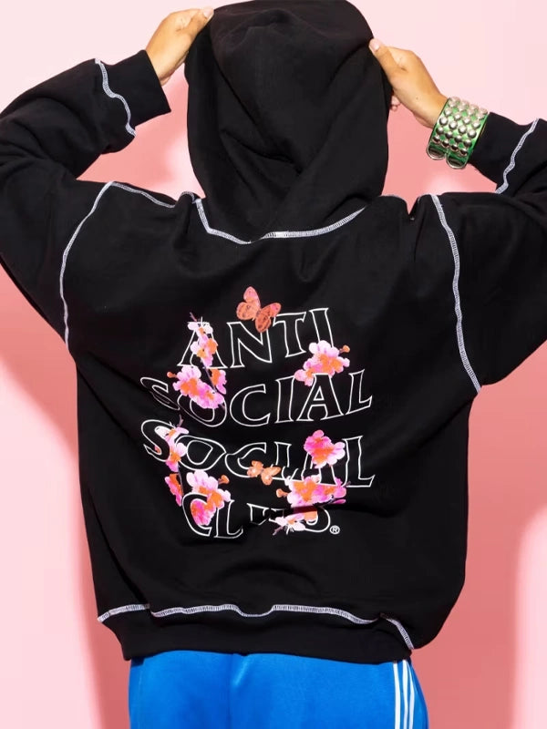 Contrast Stitch Hoodie Grey