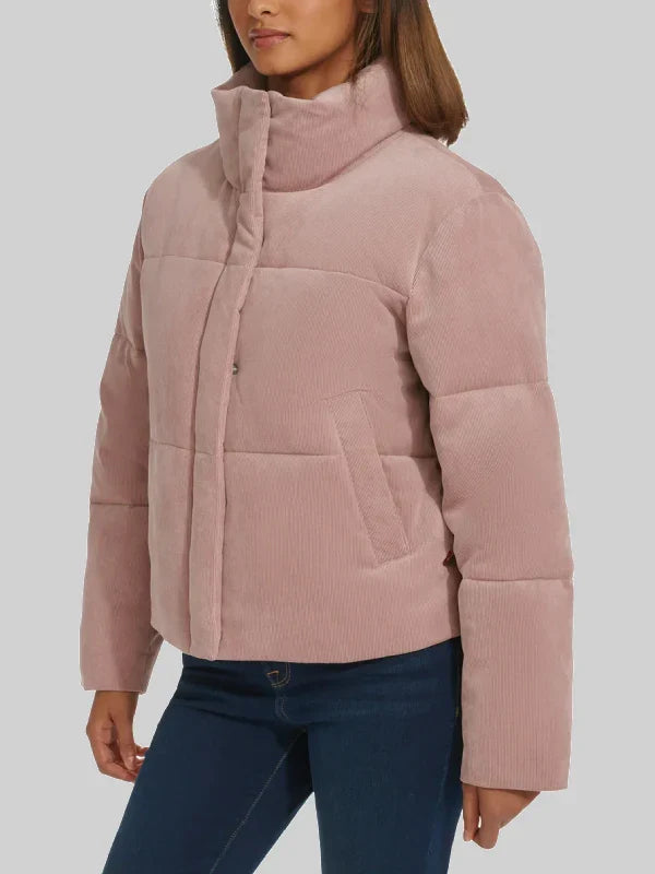 Costco Levi's Ladies Corded Puffer Jacket Pink