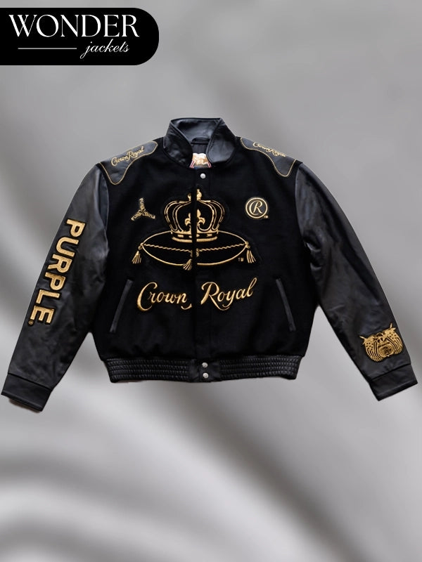 Crown Royal x Purple Brand Jeff Hamilton Black Varsity Jacket