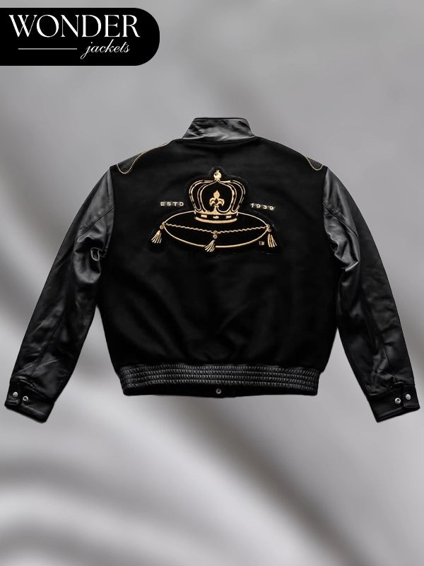 Crown Royal x Purple Brand Jeff Hamilton Varsity Jacket Black
