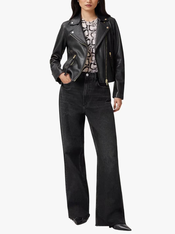 Dalby Slim Fit Black Leather Biker Jacket