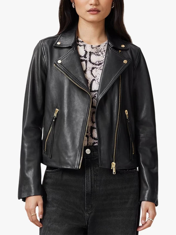 Dalby Slim Fit Leather Biker Jacket