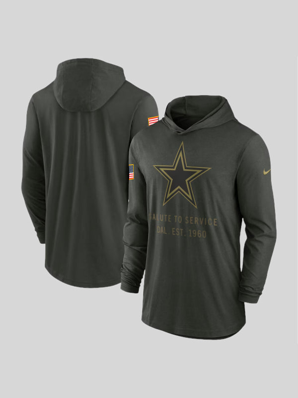 Dallas Cowboys 2025 Salute to Service Hooded Long Sleeve T-shirt