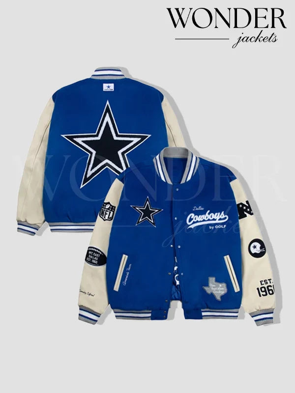 Dallas Cowboys GOLF WANG Letterman Full-Snap Jacket