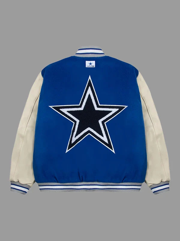 Dallas Cowboys GOLF WANG Royal Blue Letterman Varsity Full-Snap Jacket