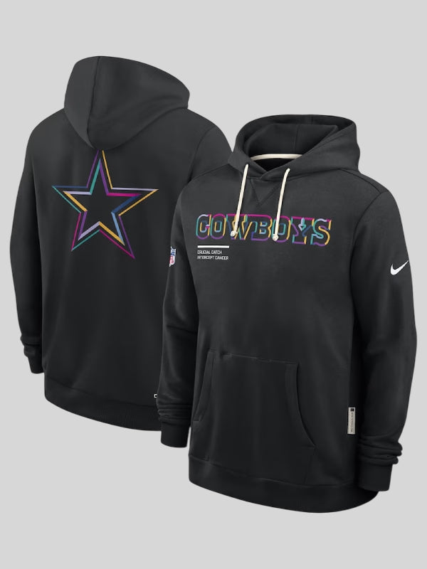 Dallas Cowboys Nike Black 2025 NFL Crucial Catch Sideline Standard Issue Dri FIT Hoodie