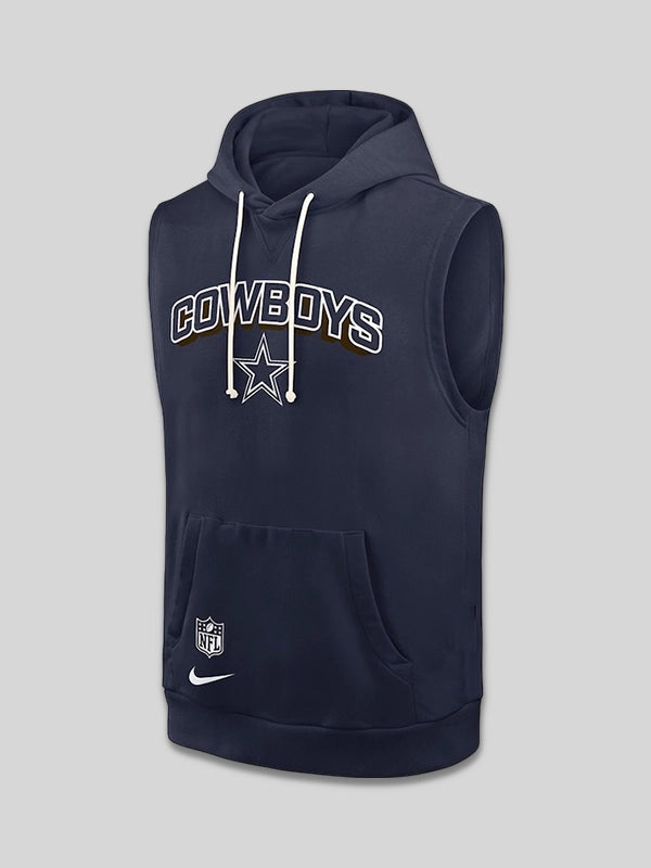 Dallas Cowboys Sideline Sleeveless Blue Hoodie