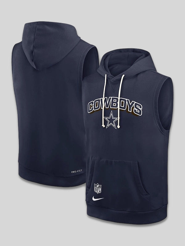 Dallas Cowboys Sideline Sleeveless Hoodie Blue