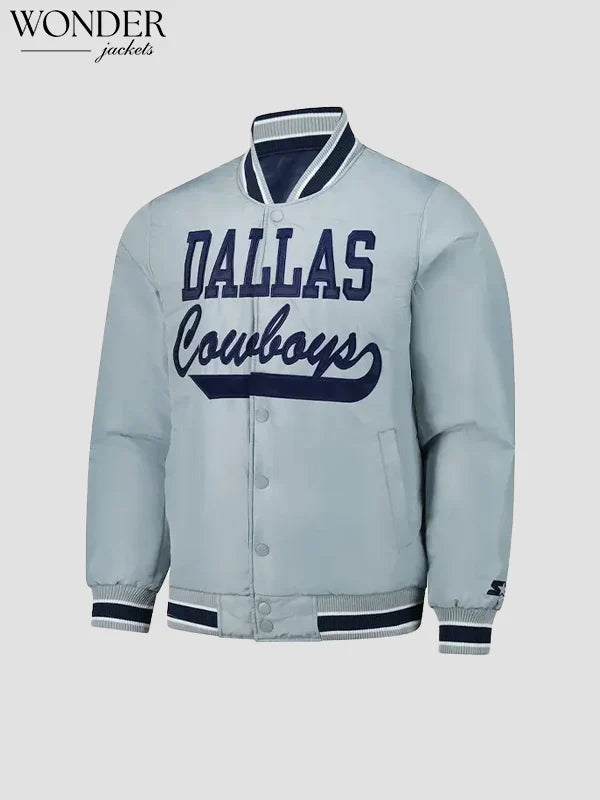 Dallas Cowboys Starter Reversible Full Snap Jacket Grey