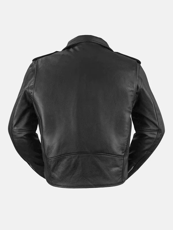 Daniel Black Biker leather Jacket Back