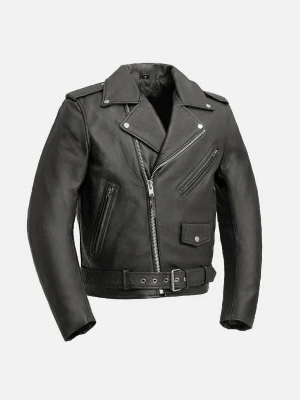 Daniel Black Biker leather Jacket Front