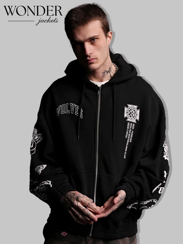Darc Sport Wolves Black Zip-Up Hoodie