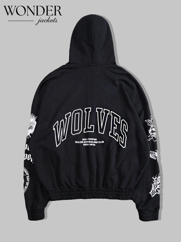 Darc Sport Wolves Zip-Up Hoodie Black