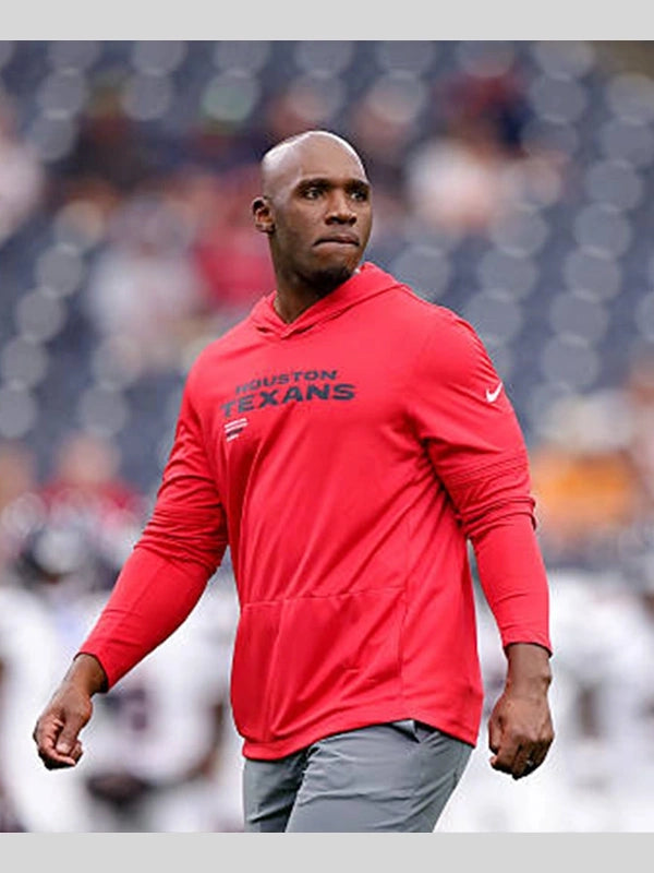 DeMeco Ryans Texans Sideline Red Hoodie T-Shirt
