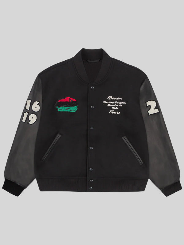 Denim Tears Peace Wreath Varsity Black Jacket