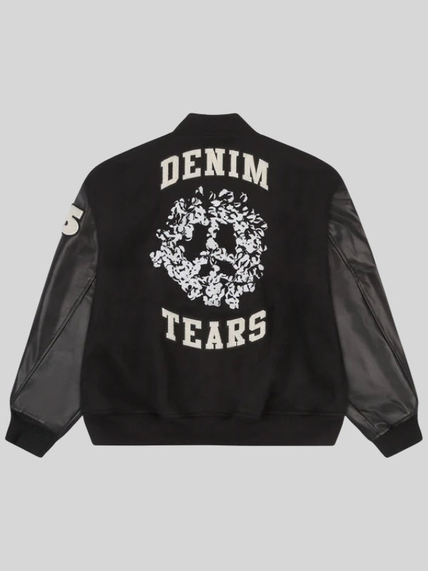Denim Tears Peace Wreath Varsity Jacket Black