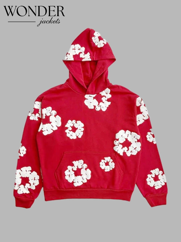 Denim Tears x Offset Wreath Flower Hoodie Red