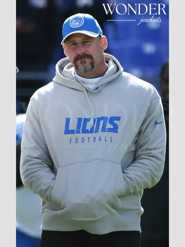 Detroit Lions Dan Campbell Hoodie Grey