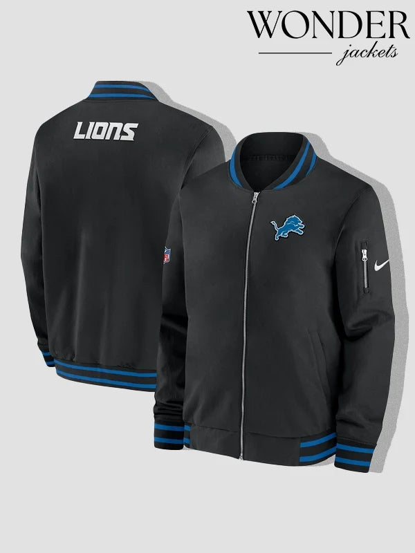 Detroit Lions Nike 2024 NFL Sideline Bomber Jacket Black