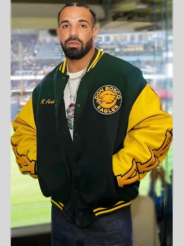 Drake Don Bosco Eagles Rob Ford Varsity Jacket Green And Yellow