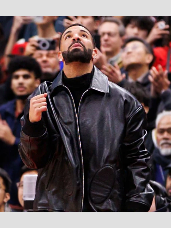 Drake_Oversized_Black_Leather_Bomber_Jacket