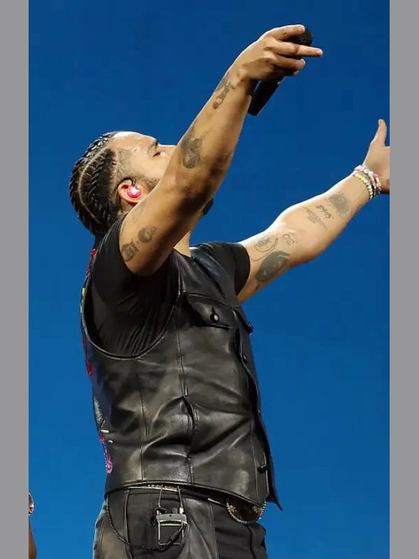Drake Wireless Festival 2025 Black Leather Vest