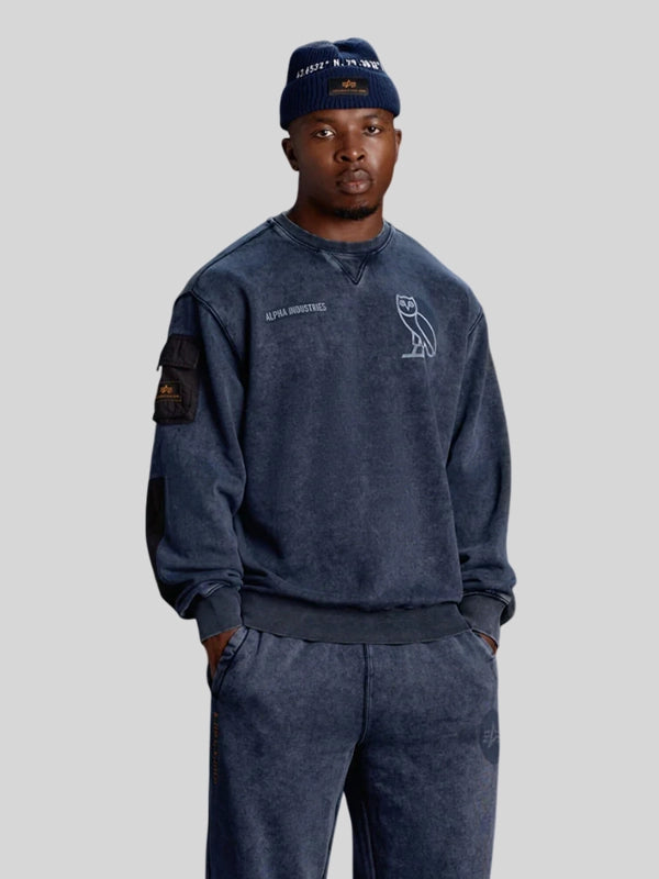 Drakes OVO x Alpha Industries Sweatshirt In Blue