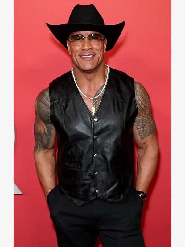 Dwayne Johnson Black Leather Vest