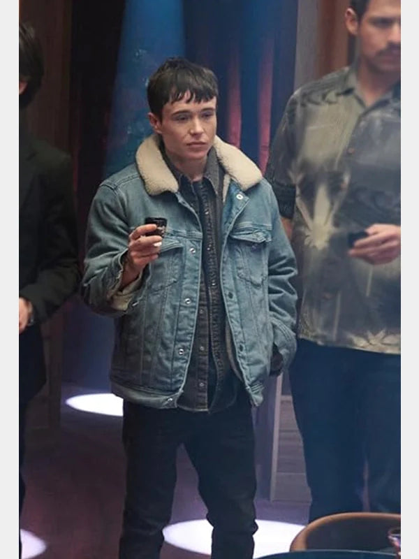 Elliot Page The Umbrella Academy S04 Blue Shearling Denim Jacket